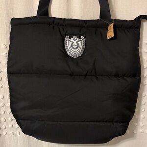 🆕 PINK VICTORIAS SECRET Black Puffer Tote Bag with Crest - Ladies Handbag